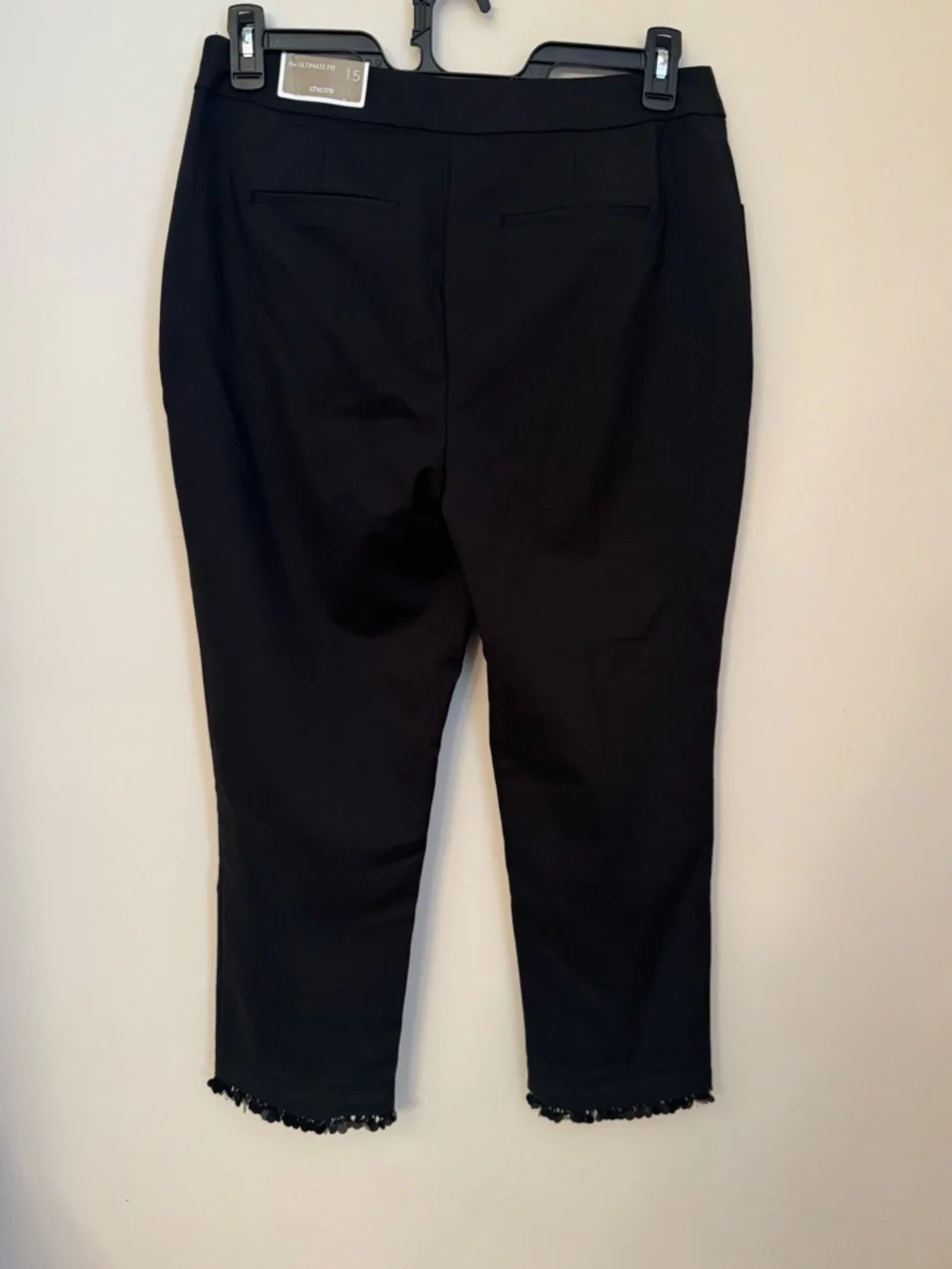Chico’s The Ultimate Fit Beaded Hem Black Slim Ankle Pant NWT Size 1.5R US 10 - Picture 2 of 9